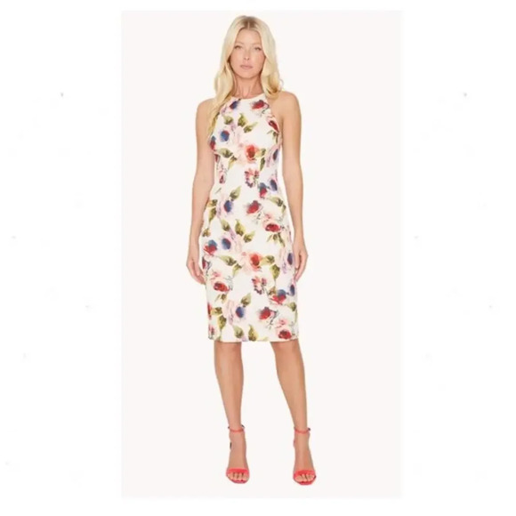 NWT BLACK HALO Alexandria Sheath Dress Impasto Floral Size 2 Cocktail - Picture 1 of 9